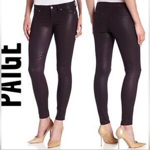 PAIGE- Verdugo Ankle Demin in Black Cherry.